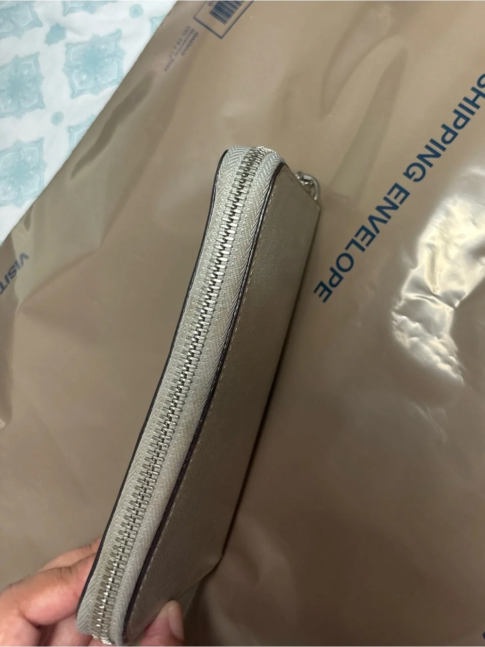 Michael Kors Silver Metallic Zip Around Wallet